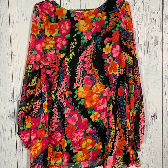Show Me Your MuMu Floral Tunic Blouse Sz S EUC - Picture 9 of 15